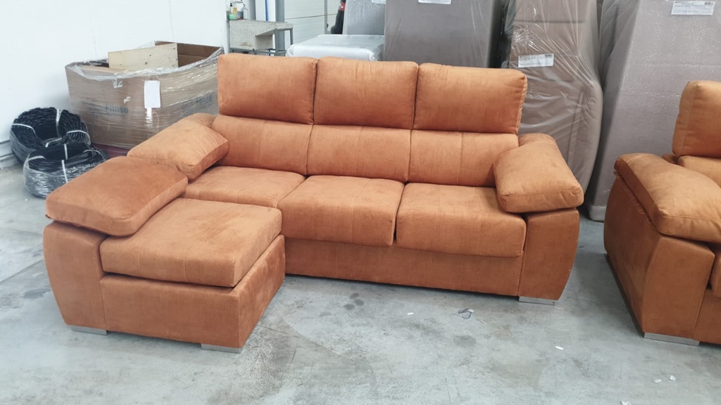 CHAISELONGE SOFA 3.5/P MOD. 7000 + PUFF TPZ. HADA PLATA